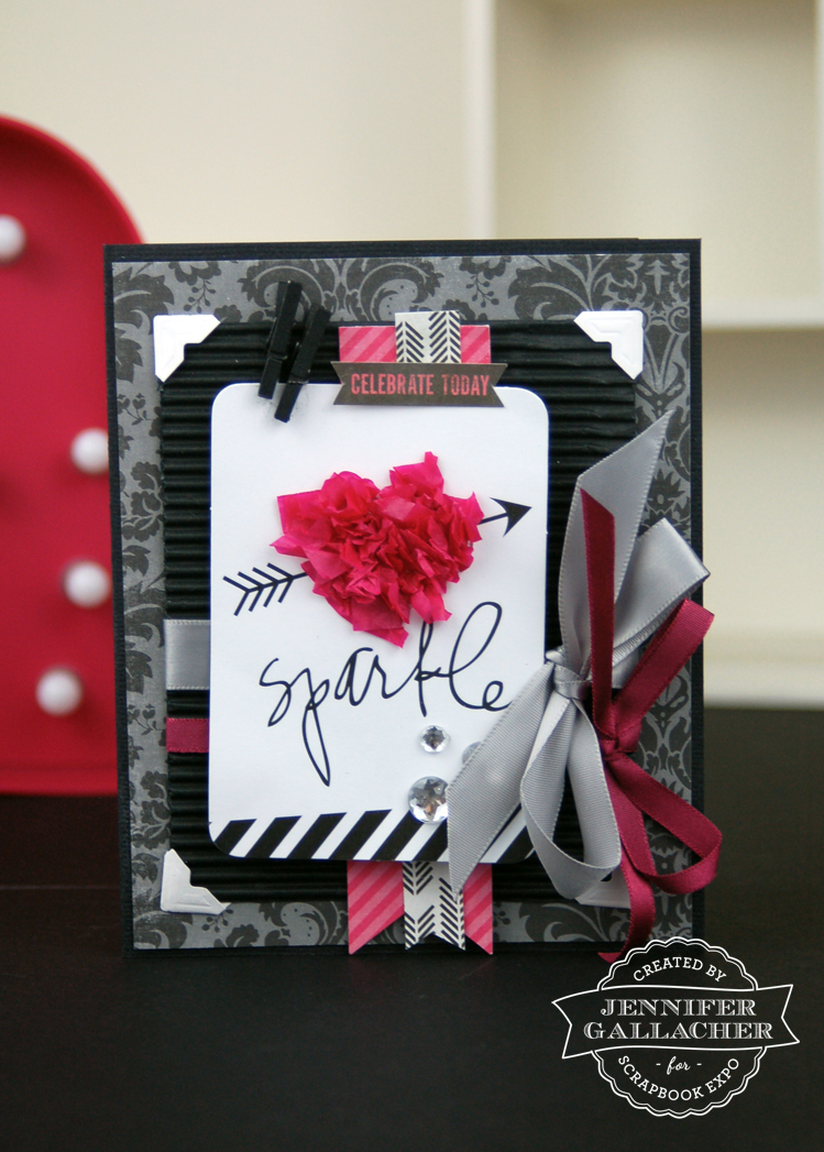 Tissue Paper Heart Card by Jen Gallacher for the Weekly Scrapper Blog