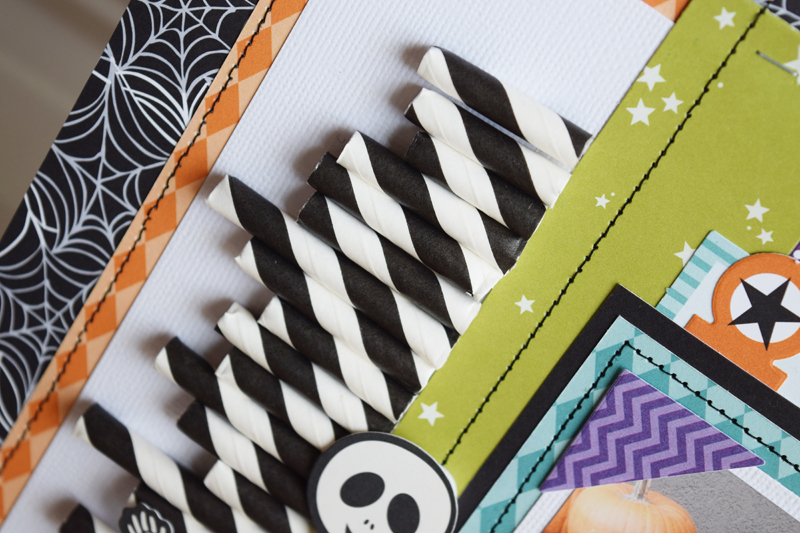 How to use paper straws on a layout by @jbckadams (Becki Adams) for @scrapbookexpo