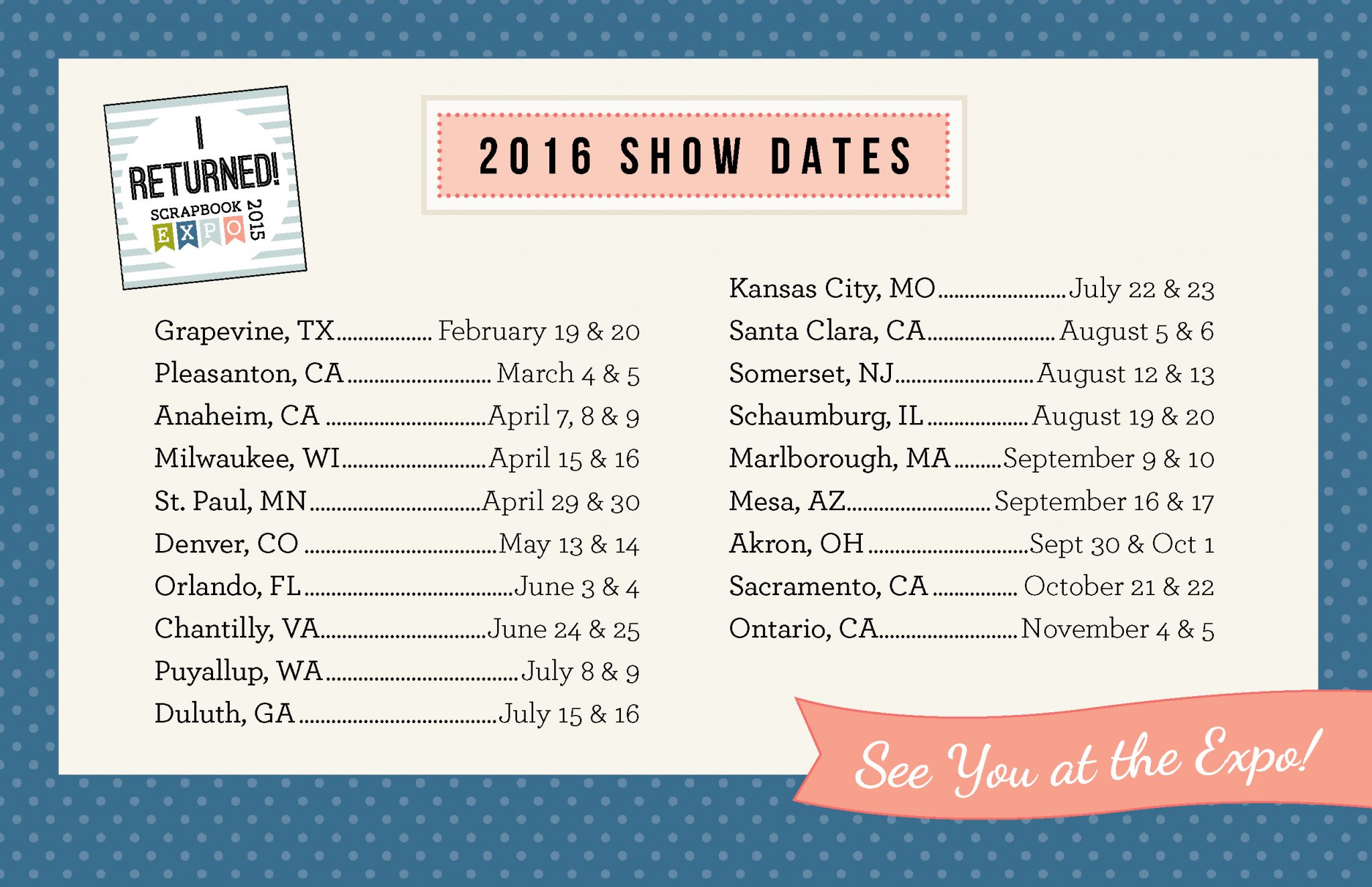 2016 Show Dates