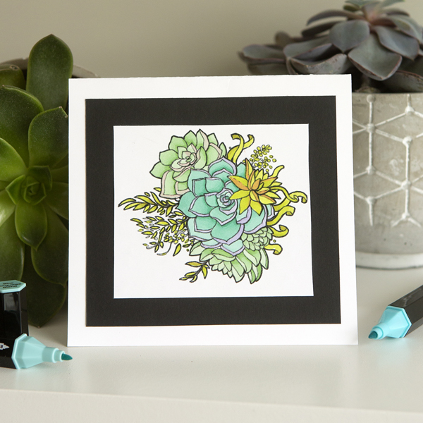 _Alcohol Marker Succulent Card - Shades of Green